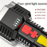 Linterna LED Recargable De Alta Potencia Con 5 Núcleos Luz Secundaria COB 4 Modos Impermeable Para Camping Y Aventuras Al Aire Libre - details 3