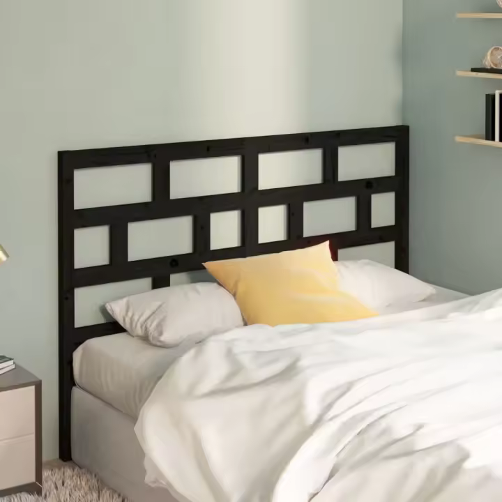 Cabecero de cama madera maciza de pino negro 126x4x100 cm - 1
