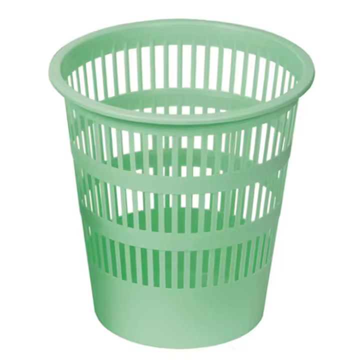CABLEPELADO Papelera rejilla plastico, Cubo de reciclar, Cesta de basura, Papelera de plástico, Papelera escritorio, Papelera oficina, 28 cm alto x 27.5 cm diámetro, Capacidad 12 Litros, Verde - 1