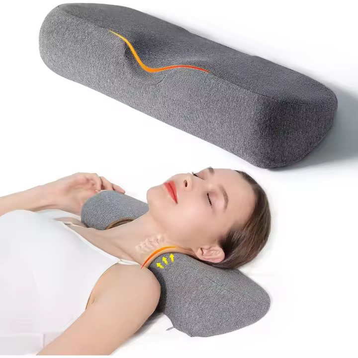 Almohadas cervicales para el cuello para aliviar el dolor al dormir, almohada de espuma viscoelástica para alivio del dolor rígido, almohada de apoyo cervical para almohada de cama (gris oscuro) - 1