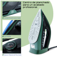 XSQUO Useful Tech. Centro de planchado 3100W -8 bares potencia - Plancha profesional y potente de vapor - Suela antiadherente y deslizante - Botón traslado de seguridad - Sistema para traslado fáctil - Recogecables - details 3