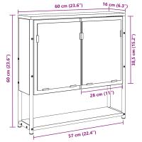 Espejo de Baño vidaXL con Armario de Madera Vieja 60x16x60 cm de Madera de Ingenier - details 7