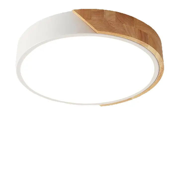 Luz de Techo LED Moderna Madera Ø30cm - 18W Natural  Lámpara empotrable de techo, lámpara de techo moderna de 12 pulgadas, adecuada para armario, dormitorio, pasillo, color blanco - 1