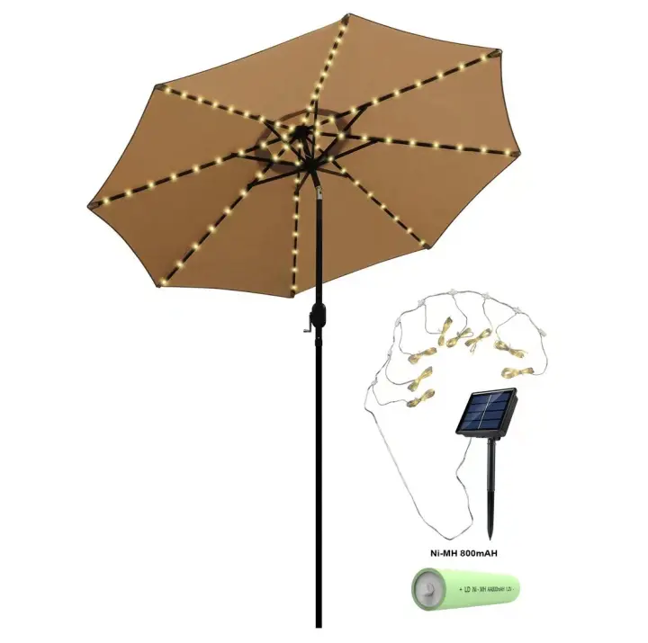 Luz De Paraguas Solar Con 104 LED 8 Modos Impermeable Para Iluminación Exterior Decoración De Jardín Y Playa Luz De Cadena De Luces Solares - 1