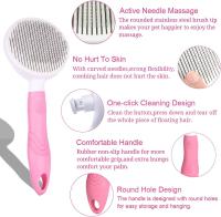 Perros y gatos cepillo auto-limpieza peine cepillo de depilación peine para gatos anti pelo cepillo para mascotas masaje, depilación (Rosa y blanco) - details 1