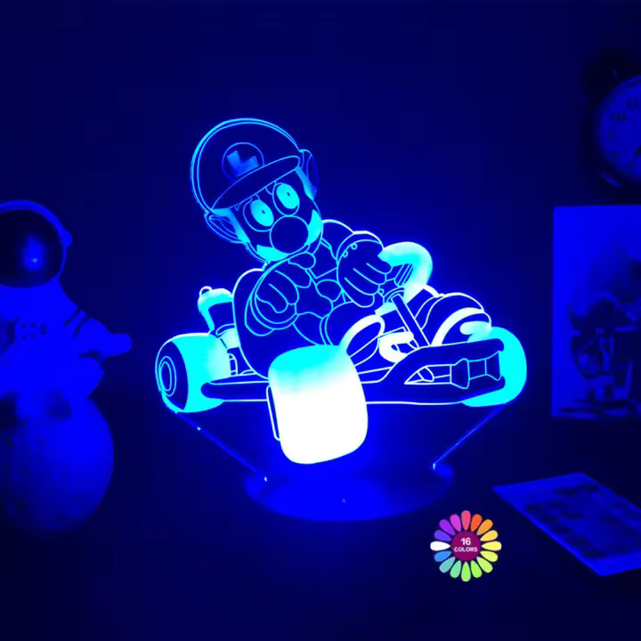 Lámpara De Noche LED 3D Illusion Yoshi 16 Colores Cambio Gradual Toque USB Para Regalos De Fiestas O Decoración Del Hogar - 1