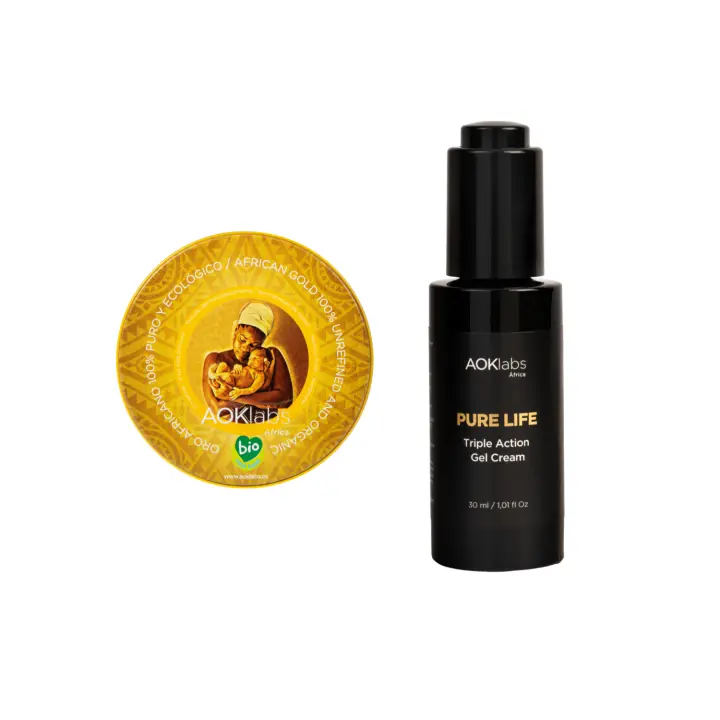 AOKLABS - Pack manteca de karité pura 50 ml y contorno de ojos antiedad 30 ml | Oro africano para todo tipo de pieles, antiedad e hidratante - 1