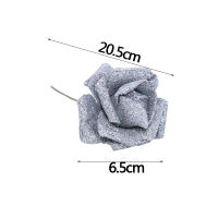10/20Pcs Flores De Rosa Artificiales Plateadas Y Doradas Con Brillo Rosa Roja Y Rosa Para DIY Scrapbooking Decoración De Caja De Regalo - details 1