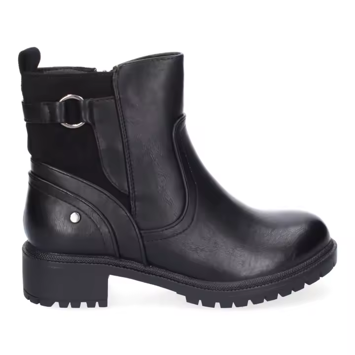 PuntoSalao Botines de tacón bajo elegantes hebilla para mujer color negro RD813 - 1