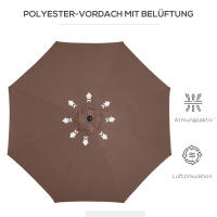 Parasol Manual Ø 2,95x2,5 m Parasol Articulado, Parasol de Mercado, Marron, 180/m² Poliéster, Estable - details 5