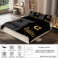 Juego De Cama Moderno 3 Piezas Diseño K Y Q En Negro Y Gris Funda De Almohada Suave Y Cómoda Transpirable Para Dormitorio Y Hotel - details 3