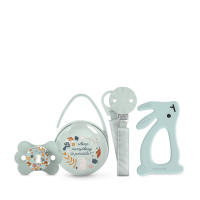 Suavinex set de regalo Wonderland chupete, pinza chupete, cajita chupete y mordedor. Color beige - details 2