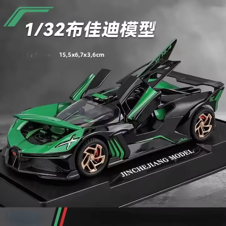 Modelo De Coche Deportivo Bugatti Bolide 1:32 En Aleación Con Sonido Luz Y Retroceso Decoración Regalo Para Niños - 1