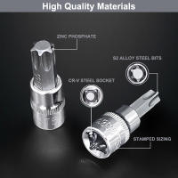 Juego De 13 Piezas De Llaves Torx Estrella T8-T70 Herramientas Domésticas Con Cabezales De Tornillo 1/4 3/8 Y 1/2 Pulgada De Dinamo - details 1