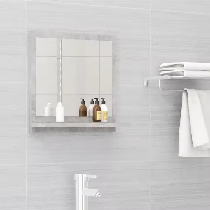 vidaXL Espejo de baño madera contrachapada gris hormigón 40x10,5x37 cm - 1