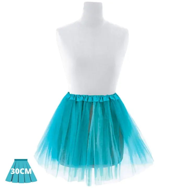 Festëën® Falda elástica turquesa - Tutú  Talla adulto (40cm) e infantil (30cm)  Complemento fiesta, carnaval, halloween - Festëën® - 1