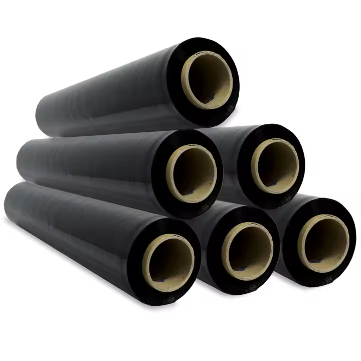 Film de Embalaje Elástico, Film de Plástico Negro para Embalar, Rollo de Plástico Protector de Envíos y Mudanzas, Rollo de 50cm y hasta 400 m Estirables - Ofituria (6 unidades) - 1