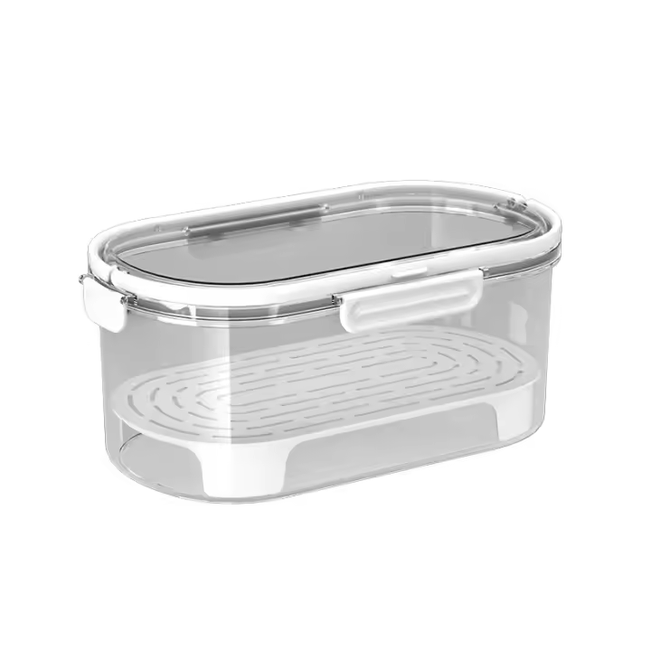 VOSAREA Vegetables Storage Box Drain Tray Capacity Portable Food Containers for Camping Refrigerator Organizer Bin for Outdoor Picnics and Kitchen Use - 1