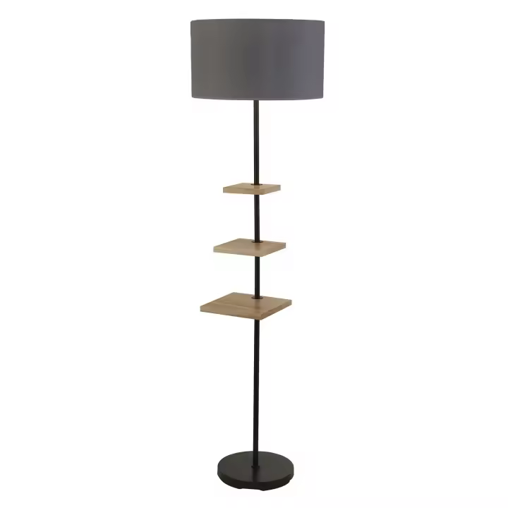 Norfolk Madera Contemporáneo Plantación Marrón Gris Tela 1 Luz E27 - 1