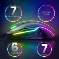 Ratón De Juego ONIKUMA Con Diseño Ergonómico Dinámico RGB Botones De Programación Ajustable 6400 DPI 7 Para Laptop PC Gamer - details 2