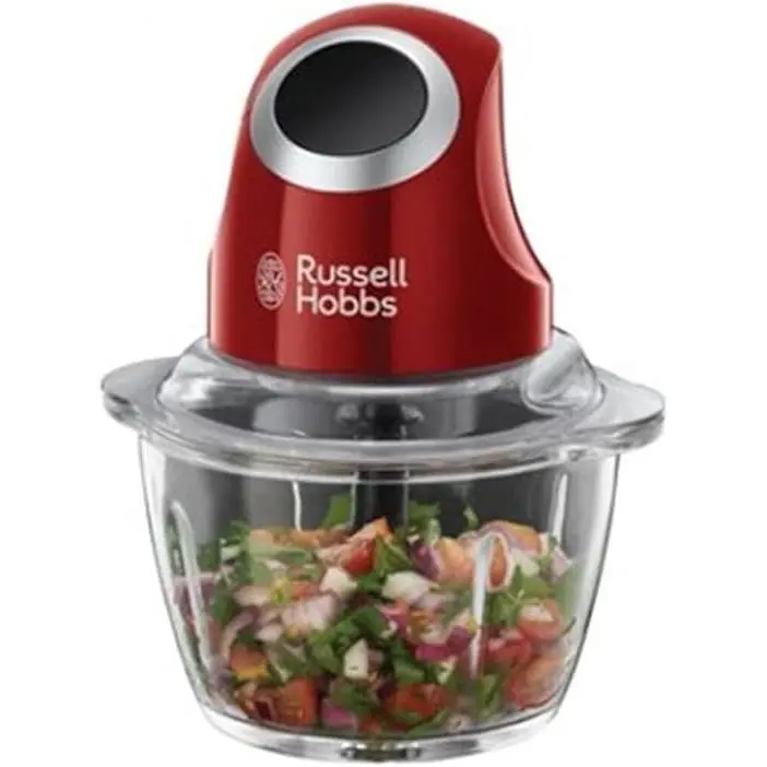 Russell Hobbs 24660-56/RH Desire-Picadora Apta para Todos los Tipos de Alimentos, 200 W, Cuchilla de Acero Inoxidable, 0.5 litros, Plástico Vidrio, Rojo, Ref. 24660-56 - 1