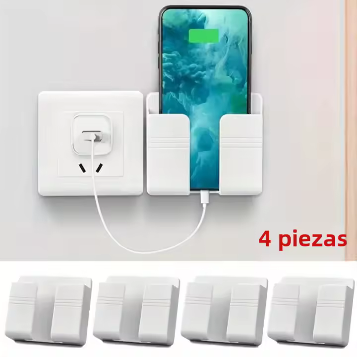 Organizador Multifuncional De Pared 4Pcs Caja De Almacenamiento Para Control Remoto De TV Teléfonos Móviles Y Cargadores Soporte Punch Free - 1