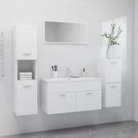 vidaXL Juego de muebles de baño madera de ingeniería en color Negro/Blanco brillante/Blanco | almacenamiento funcional diseño moderno para baño dormitorio sala - details 2