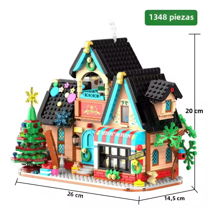 Bloques De Construcción Creativos Con Estrella Y Casa De Navidad Iluminada Mini Bloques De Construcción Para Juguete - 1