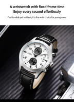 Reloj De Pulsera De Cuarzo Para Hombre SINOBI Estilo Casual Diseño Moda Cronógrafo Resistentes Al Agua Y Al Choque Con Correa De Cuero Relogio Masculino I-W-C - details 1