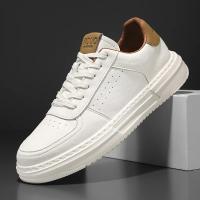 Zapatillas Casuales Para Hombre En Cuero Blanco Suela Ligera Transpirables Tenis Deportivos Para Adultos Zapatillas Hombre - details 4