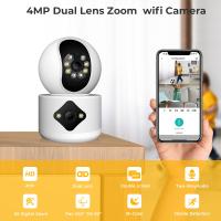 Cámara De Seguridad WiFi Dual 4MP Con Pantalla Automática De Seguimiento Y Detección De Humanos Monitor De Bebé Para Interior CCTV Vigilancia Doméstica - details 0
