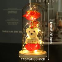Rosa Eterna Artificial Con Cubierta De Vidrio Y Luz LED Decoración De Flores Para Bodas Y Días De San Valentín Regalo Para Madre - details 9