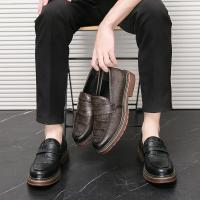 Nuevos Loafers Para Hombre En Cuero Patentado Con Patrón De Piedra Zapatos De Boda Y Casual Con Punta Redonda Cierre SLIP-ON - details 19