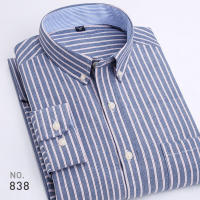 Camisa Oxford Para Hombre De Manga Larga Casual Rayada Gris Verde Azul Náutico Negocios Slim Botones Moda Tendencias - details 18