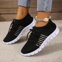 Zapatos Casuales Para Mujer Deportivos Slip on Con Cordones Y Suela Gruesa En Colores Variados Zapatos De Malla Fly Knitting Para Primavera/Otoño - details 2