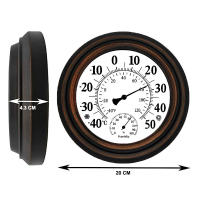 Termómetro-Higrómetro De 20 Cm Para Interior Y Exterior Medidor De Temperatura Y Humedad Para Patio Estufa Y Decoración Del Hogar Con Reloj De Pared - details 0