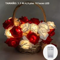 Luz De Rosas Románticas Con 10/20 LED Cadena De Luces De Flores Artificiales Para Decoración De Bodas Y Fiestas Guirnalda De Luces De Noche - details 0