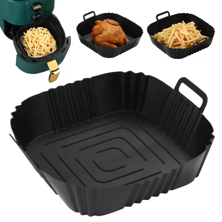 Cesta de silicona para freidora de aire, bandeja de silicona para horno, reutilizable, para Pizza, 2 piezas - 1