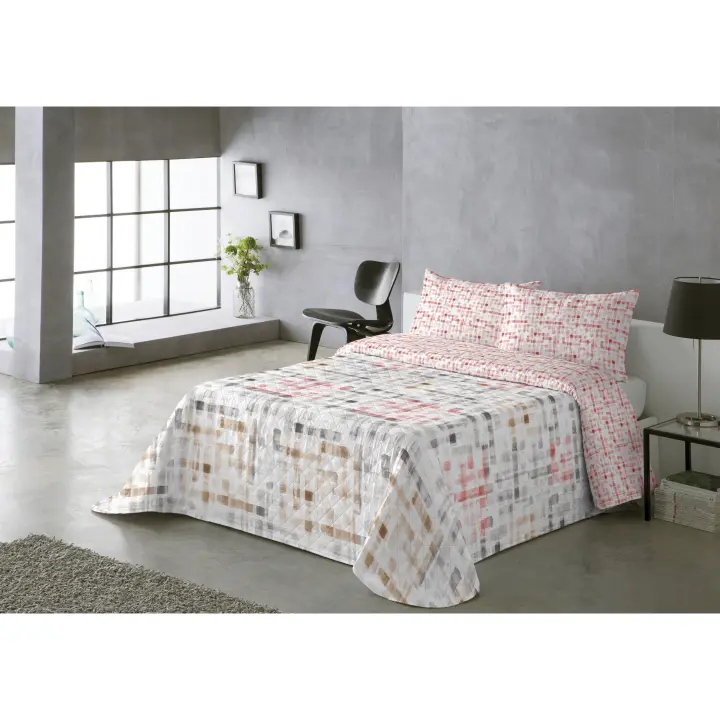 Colcha Estampada Reversible para Cama de Hotel - Purpura Home - 1