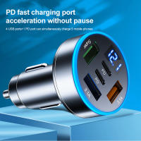 Cargador De Coche 5 En 1 Adaptador Rápido Con 3 Puertos USB + 2 PD QC3.0 Monitor De Voltaje C Type Para iPhone Samsung - details 7