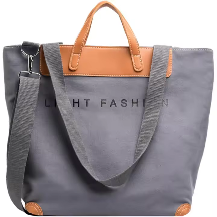 Bolso de mano para mujer, bolso de hombro de lona, ​​bolso de hombro multifuncional, bolso de compras portátil, adecuado para el trabajo, la escuela, viajes, uso diario, 31x17x39cm con un gran bolsillo con cremallera, dos correas cortas para las manos - 1