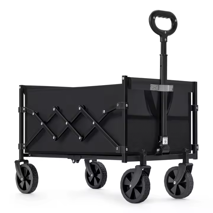 SONGMICS Carro de Mano Plegable, Carreta Plegable, Carrito de Jardín, Compacto, con Asa, con 4 Ruedas Reforzadas, 2 Universales, Carga hasta 150 kg, Exterior, Jardín, Negro Tinta/Gris Pizarra - 1