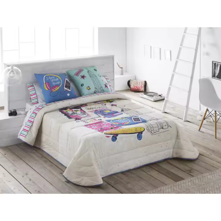 JVR - Colcha Bouti modelo CITY  - Tejido 100% Algodón - Estampado digital - Cama 80/90/105/135/150 - Fabricado en España - 1