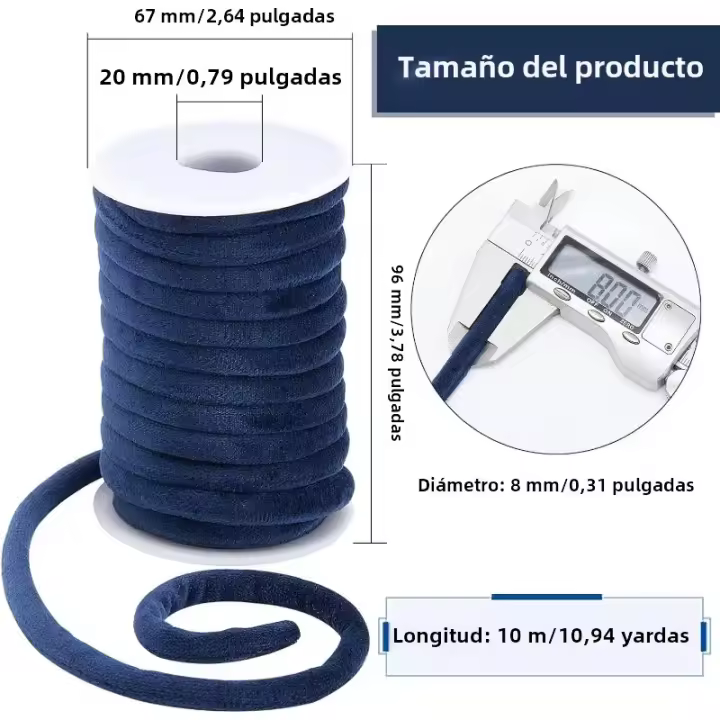 Cordón De Terciopelo Oscuro Verde 8mm 10m Para Collar De Goma Suave Cinta De Terciopelo Con Enrollador Para Manualidades Y Joyería - 1