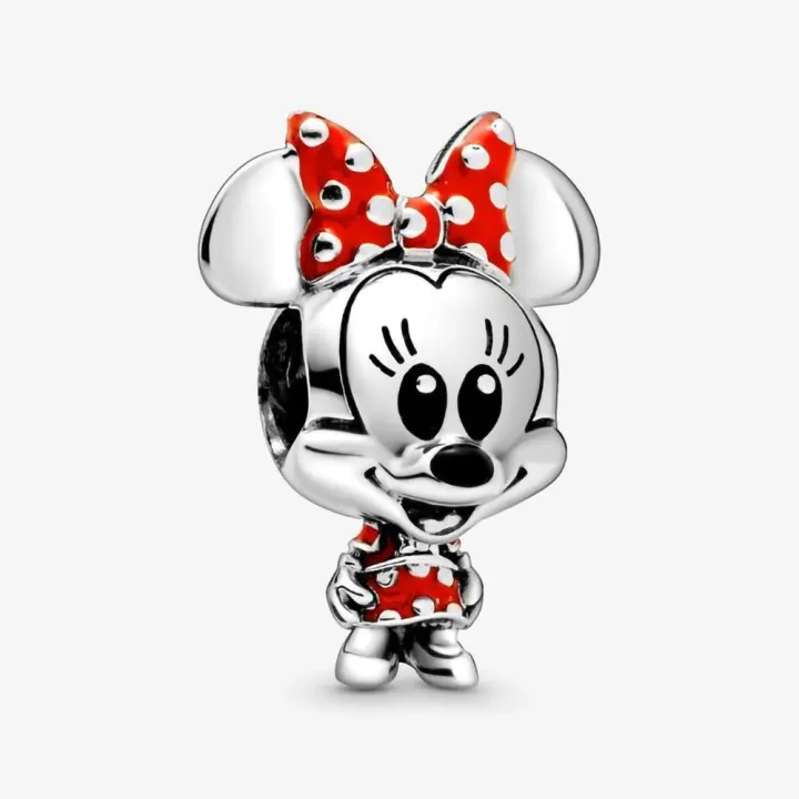 Pandora Charm de Colgante en Plata de Ley Minnie Mouse de Disney con Vestido de Lunares y Lazo 798880C02，Incluye Caja Original - 1