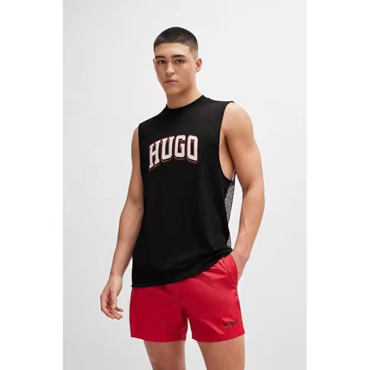 HUGO Camiseta playera de malla sin mangas para hombre, 50515489-001 Black. - 1