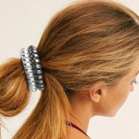10pcs/Set Scrunchies De Cordón De Teléfono Espiral Cinturones Elásticos Para El Cabello Accesorios Para Mujer Color Metálico - details 3