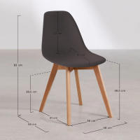ORION91 Silla ARA Color Gris Antracita y Patas Haya 46x55x83 cm Comedor Oficina Salón Teletrabajo Cocina - SpazioLuzio - details 0