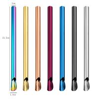 Juego De 2 Pajas Reutilizables Con Cuchara Y Cepillo De Acero Inoxidable 304 Para Beber Duraderas Y Ecológicas - details 1