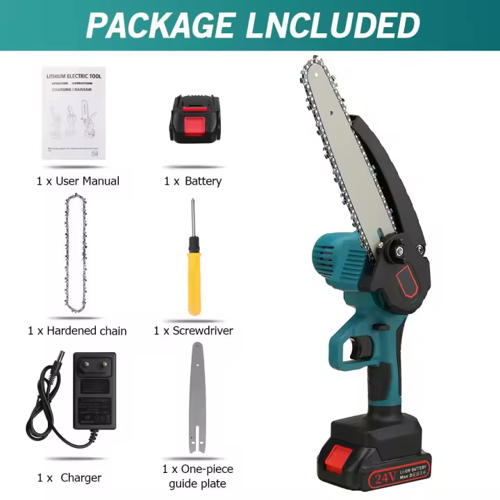 3000W 8 Inch 288V Mini borrowing Saw Electric chainsaw With Oiler Lithium Battery Woodworking Garden triming Saw Power powers - 1